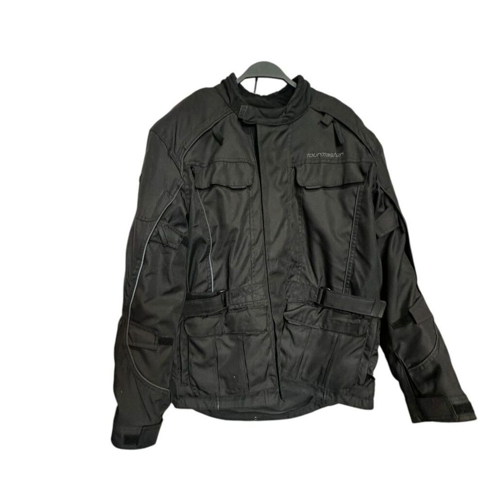 Tourmaster Saber Series 3 Motorcycle Full Zip Mens Jacket Black Armored Used XL